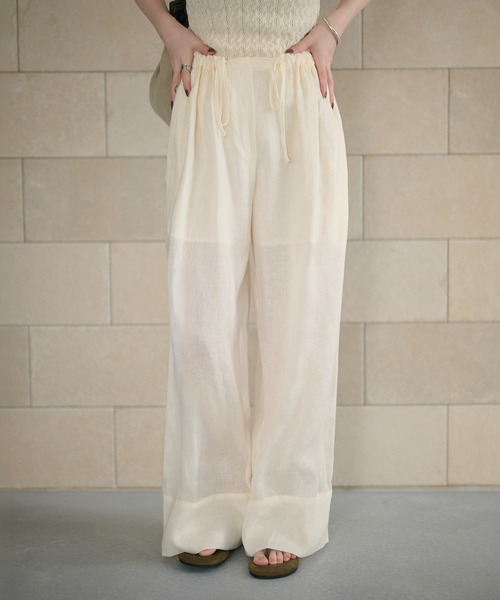 LAULEN（ローレン）の「linen relax pants /リネンリラックスパンツ（その他パンツ・レディース・アイボリー/ブルー/グレー・FREE）」の2枚目の写真