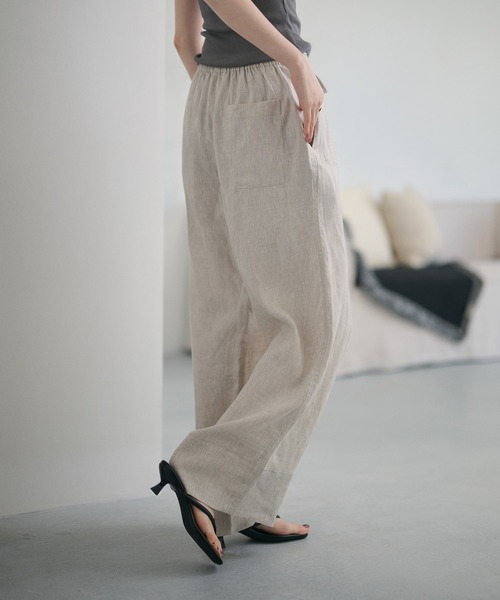 LAULEN（ローレン）の「linen relax pants /リネンリラックスパンツ（その他パンツ・レディース・アイボリー/ブルー/グレー・FREE）」の5枚目の写真