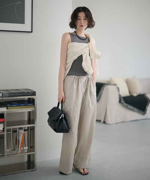 LAULEN（ローレン）の「linen relax pants /リネンリラックスパンツ（その他パンツ・レディース・アイボリー/ブルー/グレー・FREE）」の6枚目の写真