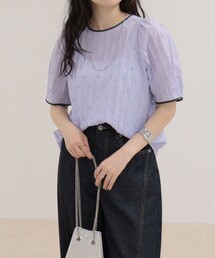 fredy emue | 【大人気ブラウスの半袖バージョンが登場!】バック釦配色パイピング半袖ブラウス(シャツ/ブラウス)