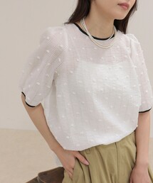 fredy emue | 【大人気ブラウスの半袖バージョンが登場!】バック釦配色パイピング半袖ブラウス(シャツ/ブラウス)