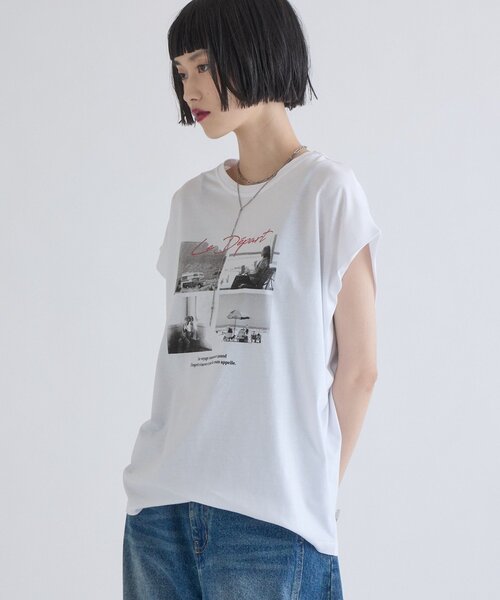 Lui's(ルイス)の「シルケットフォトフレンチスリーブT(Tシャツ/カットソー・レディース・オフホワイト/ブラック/チャコールグレー・FREE)」の20枚目の写真