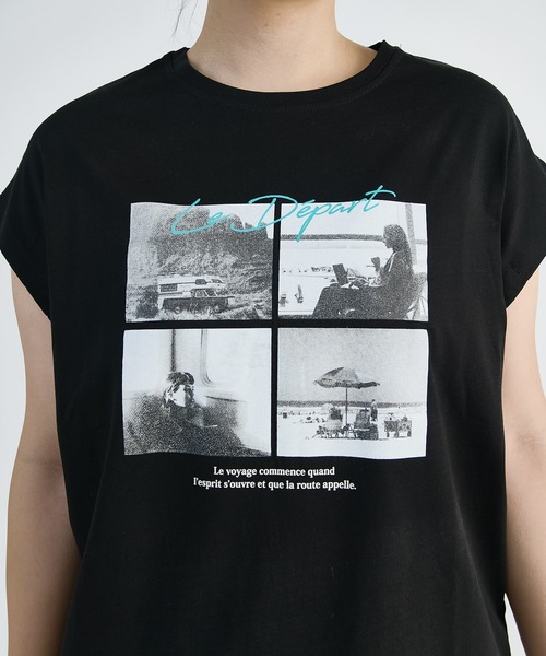Lui's(ルイス)の「シルケットフォトフレンチスリーブT(Tシャツ/カットソー・レディース・オフホワイト/ブラック/チャコールグレー・FREE)」の16枚目の写真