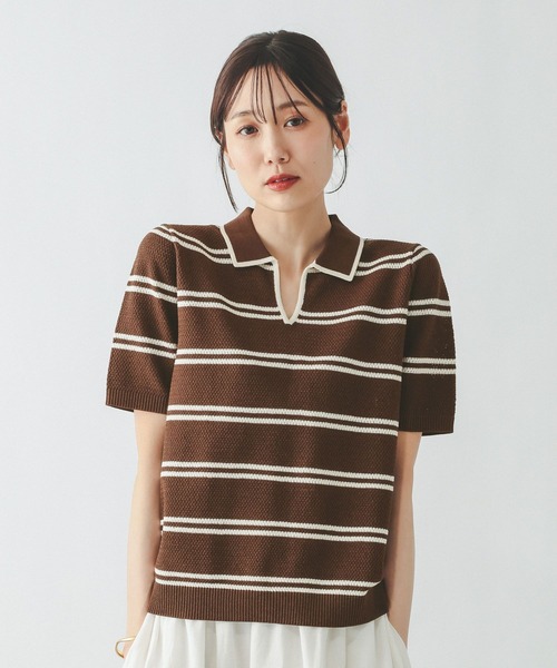 GLOBAL WORK（グローバルワーク）の「クロシェ風スキッパープルオーバー/665840（ニット/セーター・レディース・ブラウン系その他7/オフホワイト・MEDIUM/LARGE）」の10枚目の写真