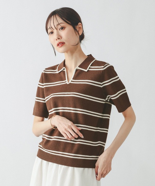 GLOBAL WORK（グローバルワーク）の「クロシェ風スキッパープルオーバー/665840（ニット/セーター・レディース・ブラウン系その他7/オフホワイト・MEDIUM/LARGE）」の11枚目の写真