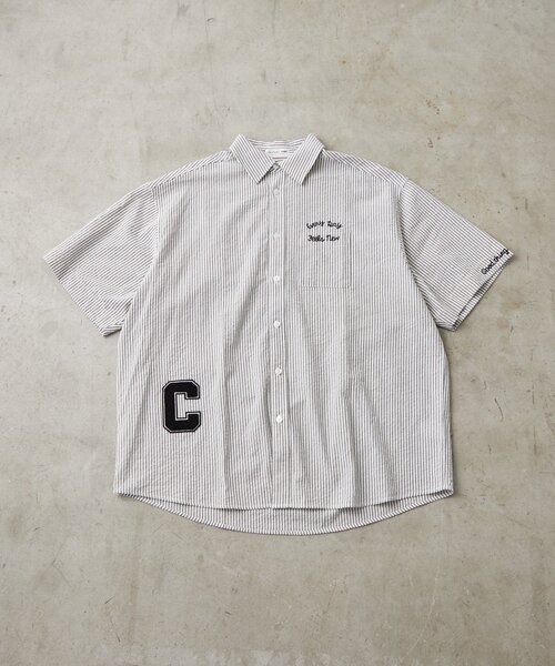 CIAOPANIC TYPY(チャオパニックティピー)の「【UNISEX】ストライプ柄刺繍オーバーシャツ(シャツ/ブラウス・レディース・ベージュ/ブルー/ブラック・ONE SIZE)」の10枚目の写真