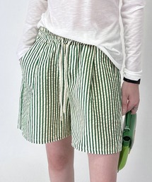 DAY CLOSET | 【くしゅっと涼し気シボ加工/ゴム＆紐調節可】ストライプ柄 ルーム ショートパンツ レディース(ルームウェア/パジャマ)