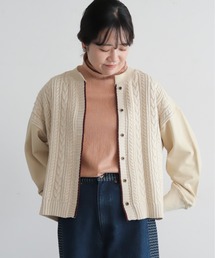 【予約】ケーブル×裏毛コンビ　ショートカーディガン