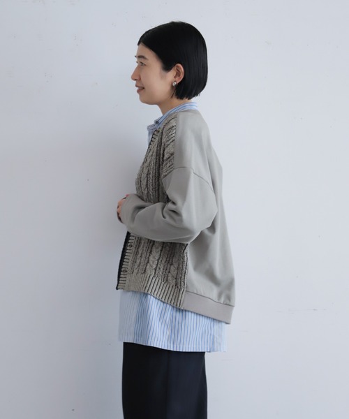 NOMBRE IMPAIR(ノンブルアンペール)の「【予約】ケーブル×裏毛コンビ ショートカーディガン(カーディガン/ボレロ・レディース・ベージュ/グレー・FREE)」の8枚目の写真
