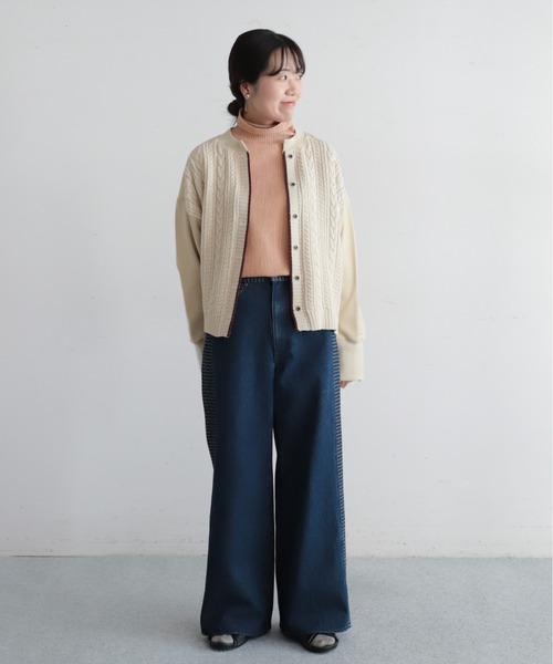 NOMBRE IMPAIR(ノンブルアンペール)の「【予約】ケーブル×裏毛コンビ ショートカーディガン(カーディガン/ボレロ・レディース・ベージュ/グレー・FREE)」の10枚目の写真