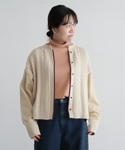NOMBRE IMPAIR(ノンブルアンペール)の「【予約】ケーブル×裏毛コンビ ショートカーディガン(カーディガン/ボレロ・レディース・ベージュ/グレー・FREE)」の14枚目の写真
