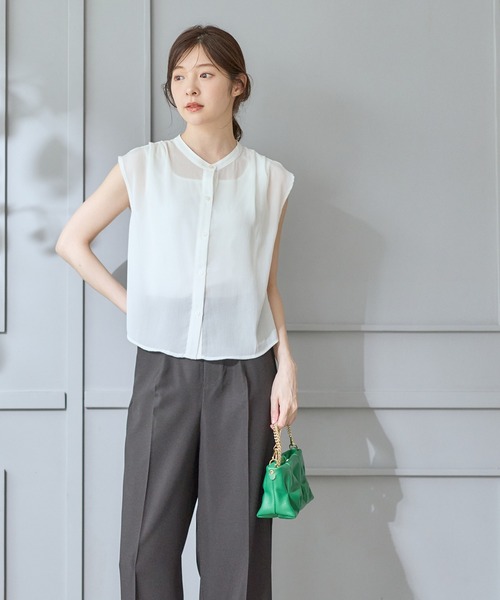 12Twelve Agenda（トゥエルブ　アジェンダ）の「シアーシャツインナー付プルオーバー（Tシャツ/カットソー・レディース・オフホワイト/ブラック/ブラウン・M）」の11枚目の写真
