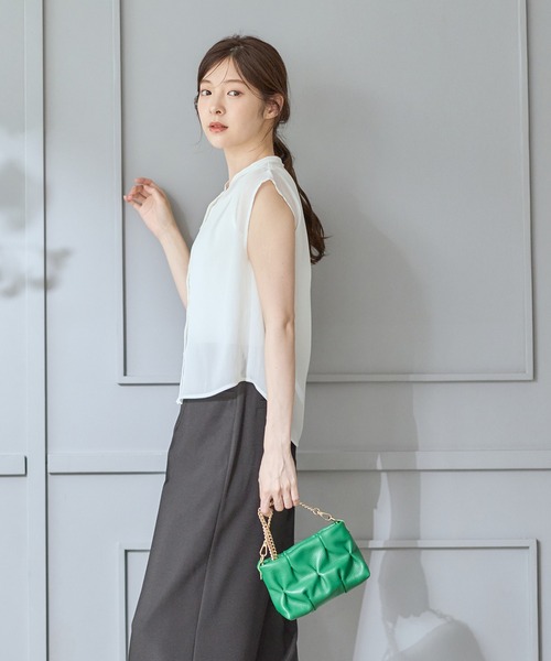 12Twelve Agenda（トゥエルブ　アジェンダ）の「シアーシャツインナー付プルオーバー（Tシャツ/カットソー・レディース・オフホワイト/ブラック/ブラウン・M）」の12枚目の写真