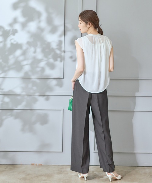 12Twelve Agenda（トゥエルブ　アジェンダ）の「シアーシャツインナー付プルオーバー（Tシャツ/カットソー・レディース・オフホワイト/ブラック/ブラウン・M）」の15枚目の写真