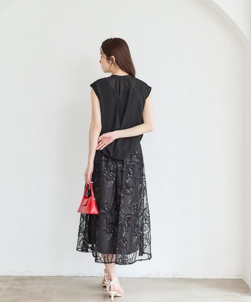 12Twelve Agenda（トゥエルブ　アジェンダ）の「シアーシャツインナー付プルオーバー（Tシャツ/カットソー・レディース・オフホワイト/ブラック/ブラウン・M）」の20枚目の写真