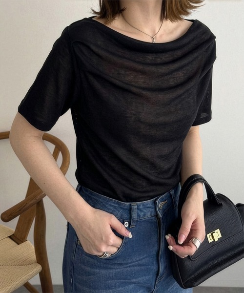 KOBE LETTUCE(コウベレタス)の「ドレープシアートップス(Tシャツ/カットソー・レディース・オフホワイト/モカ/ブラック/イエロー/チャコール/ホワイト系その他/ベージュ系その他・M)」の12枚目の写真