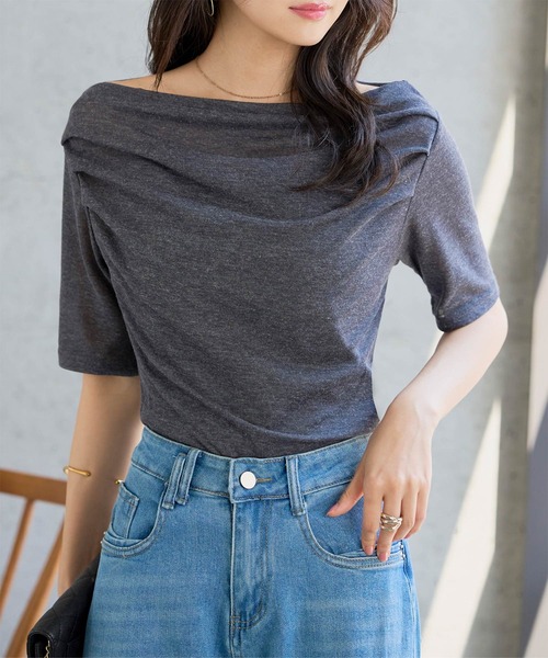 KOBE LETTUCE(コウベレタス)の「ドレープシアートップス(Tシャツ/カットソー・レディース・オフホワイト/モカ/ブラック/イエロー/チャコール/ホワイト系その他/ベージュ系その他・M)」の16枚目の写真