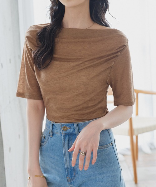 KOBE LETTUCE(コウベレタス)の「ドレープシアートップス(Tシャツ/カットソー・レディース・オフホワイト/モカ/ブラック/イエロー/チャコール/ホワイト系その他/ベージュ系その他・M)」の20枚目の写真