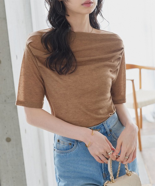 KOBE LETTUCE(コウベレタス)の「ドレープシアートップス(Tシャツ/カットソー・レディース・オフホワイト/モカ/ブラック/イエロー/チャコール/ホワイト系その他/ベージュ系その他・M)」の21枚目の写真