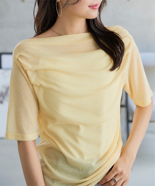 KOBE LETTUCE（コウベレタス）の「ドレープシアートップス（Tシャツ/カットソー・レディース・オフホワイト/モカ/ブラック/イエロー/チャコール/ホワイト系その他/ベージュ系その他/グレー系その他・M）」の21枚目の写真