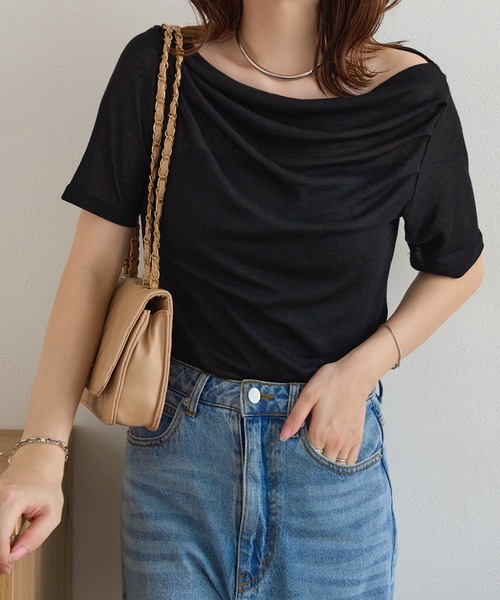 KOBE LETTUCE(コウベレタス)の「ドレープシアートップス(Tシャツ/カットソー・レディース・オフホワイト/モカ/ブラック/イエロー/チャコール/ホワイト系その他/ベージュ系その他・M)」の10枚目の写真