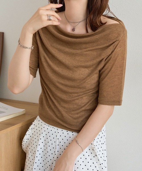 KOBE LETTUCE(コウベレタス)の「ドレープシアートップス(Tシャツ/カットソー・レディース・オフホワイト/モカ/ブラック/イエロー/チャコール/ホワイト系その他/ベージュ系その他・M)」の18枚目の写真