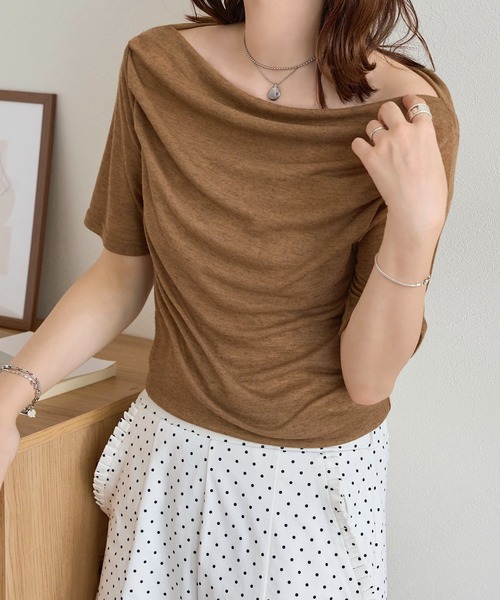 KOBE LETTUCE(コウベレタス)の「ドレープシアートップス(Tシャツ/カットソー・レディース・オフホワイト/モカ/ブラック/イエロー/チャコール/ホワイト系その他/ベージュ系その他・M)」の19枚目の写真