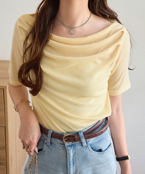 KOBE LETTUCE（コウベレタス）の「ドレープシアートップス（Tシャツ/カットソー・レディース・オフホワイト/モカ/ブラック/イエロー/チャコール/ホワイト系その他/ベージュ系その他/グレー系その他・M）」の19枚目の写真