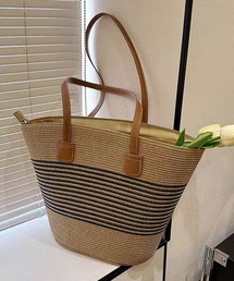 ボーダーかごバッグ