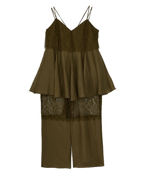 Ameri(アメリ)の「MEDI WIDE LACE CAMI ROMPERS(つなぎ/オールインワン・レディース・ブラック/アイボリー/カーキ・SMALL/X-SMALL/MEDIUM)」の13枚目の写真
