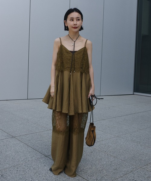 MEDI WIDE LACE CAMI ROMPERS（つなぎ/オールインワン）｜Ameri