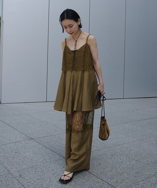 MEDI WIDE LACE CAMI ROMPERS Mサイズ MEDI WIDE LACE CAMI ROMPERS（つなぎ/オールインワン）｜Ameri