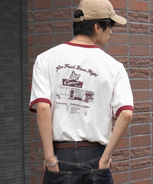 WEGO(ウィゴー)の「WEGO/【26年春夏新作】ワンポイント刺繍リンガーT(Tシャツ/カットソー・メンズ・アイボリー/ホワイト・MEDIUM/LARGE)」の1枚目の写真