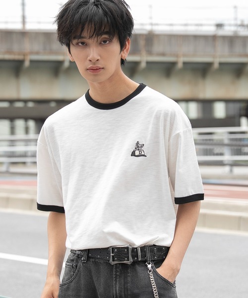 WEGO(ウィゴー)の「WEGO/【26年春夏新作】ワンポイント刺繍リンガーT(Tシャツ/カットソー・メンズ・アイボリー/ホワイト・MEDIUM/LARGE)」の10枚目の写真