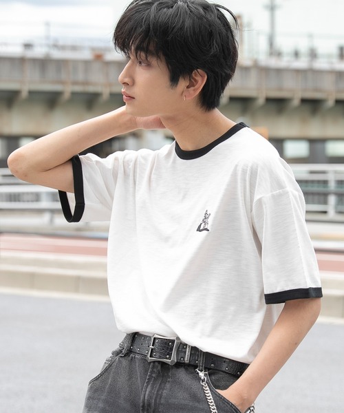 WEGO(ウィゴー)の「WEGO/【26年春夏新作】ワンポイント刺繍リンガーT(Tシャツ/カットソー・メンズ・アイボリー/ホワイト・MEDIUM/LARGE)」の11枚目の写真