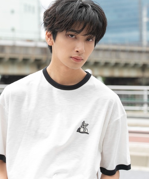 WEGO(ウィゴー)の「WEGO/【26年春夏新作】ワンポイント刺繍リンガーT(Tシャツ/カットソー・メンズ・アイボリー/ホワイト・MEDIUM/LARGE)」の13枚目の写真