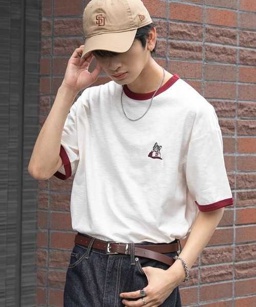 WEGO(ウィゴー)の「WEGO/【26年春夏新作】ワンポイント刺繍リンガーT(Tシャツ/カットソー・メンズ・アイボリー/ホワイト・MEDIUM/LARGE)」の19枚目の写真