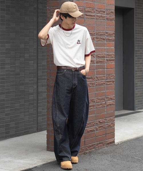 WEGO(ウィゴー)の「WEGO/【26年春夏新作】ワンポイント刺繍リンガーT(Tシャツ/カットソー・メンズ・アイボリー/ホワイト・MEDIUM/LARGE)」の5枚目の写真
