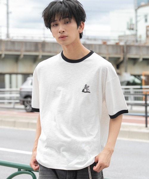 WEGO(ウィゴー)の「WEGO/【26年春夏新作】ワンポイント刺繍リンガーT(Tシャツ/カットソー・メンズ・アイボリー/ホワイト・MEDIUM/LARGE)」の16枚目の写真