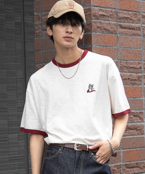 WEGO(ウィゴー)の「WEGO/【26年春夏新作】ワンポイント刺繍リンガーT(Tシャツ/カットソー・メンズ・アイボリー/ホワイト・MEDIUM/LARGE)」の22枚目の写真