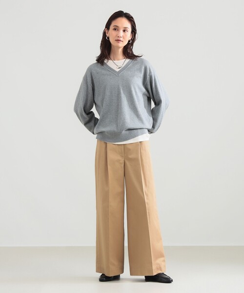 Demi-Luxe BEAMS(デミルクス ビームス)の「コットンウール Vネック ニット(ニット/セーター・レディース・ブラック/グレー・ONE SIZE)」の3枚目の写真