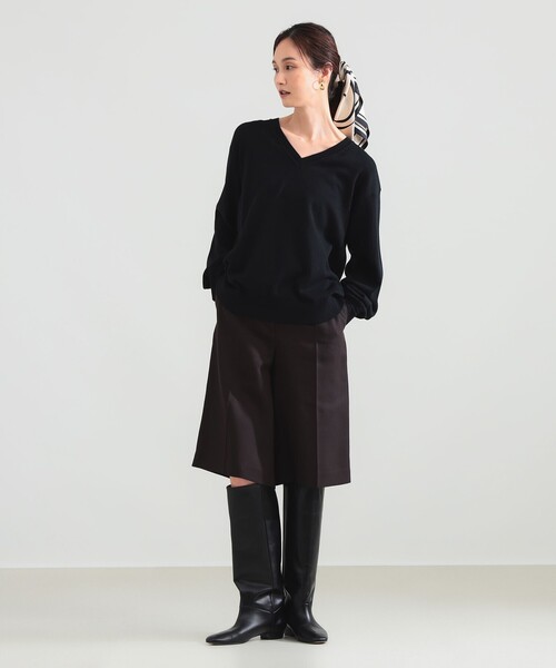 Demi-Luxe BEAMS(デミルクス ビームス)の「コットンウール Vネック ニット(ニット/セーター・レディース・ブラック/グレー・ONE SIZE)」の8枚目の写真