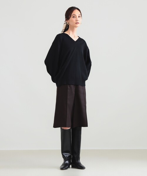 Demi-Luxe BEAMS(デミルクス ビームス)の「コットンウール Vネック ニット(ニット/セーター・レディース・ブラック/グレー・ONE SIZE)」の9枚目の写真
