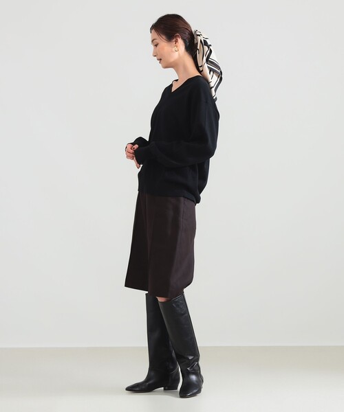 Demi-Luxe BEAMS(デミルクス ビームス)の「コットンウール Vネック ニット(ニット/セーター・レディース・ブラック/グレー・ONE SIZE)」の10枚目の写真