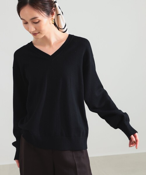 Demi-Luxe BEAMS(デミルクス ビームス)の「コットンウール Vネック ニット(ニット/セーター・レディース・ブラック/グレー・ONE SIZE)」の13枚目の写真