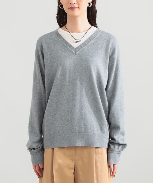 Demi-Luxe BEAMS(デミルクス ビームス)の「コットンウール Vネック ニット(ニット/セーター・レディース・ブラック/グレー・ONE SIZE)」の14枚目の写真