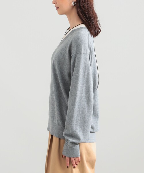 Demi-Luxe BEAMS(デミルクス ビームス)の「コットンウール Vネック ニット(ニット/セーター・レディース・ブラック/グレー・ONE SIZE)」の15枚目の写真