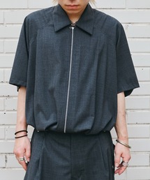 summer baloon short sleeve shirts/シャツブルゾン/ジップシャツ/バルーンシルエット/セットアップ/夏服/NVRFRGT