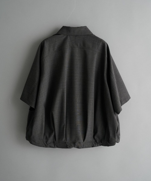 CONZ（コンズ）の「summer baloon short sleeve shirts/シャツブルゾン/ジップシャツ/バルーンシルエット/セットアップ/夏服/NVRFRGT（シャツ/ブラウス・メンズ・チャコールグレー/ブラック・1/3/2）」の3枚目の写真