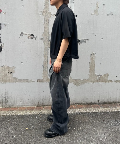 CONZ（コンズ）の「summer baloon short sleeve shirts/シャツブルゾン/ジップシャツ/バルーンシルエット/セットアップ/夏服/NVRFRGT（シャツ/ブラウス・メンズ・チャコールグレー/ブラック・1/3/2）」の20枚目の写真